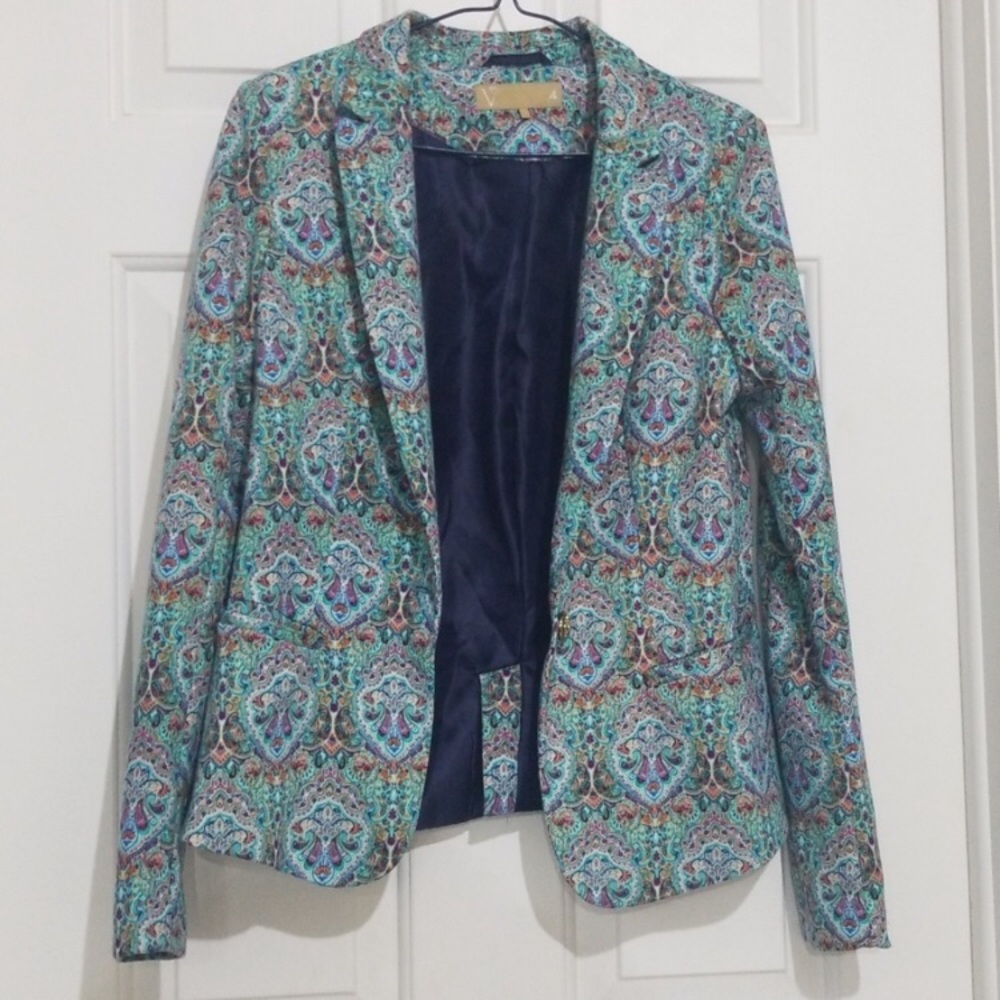 Vero Paisley Pattern Teal Multicolor Blazer